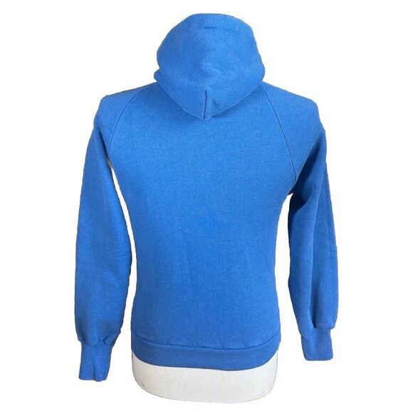 Vintage 80’s Plain Blue Blank Logo 7 Hoodie Sweatshirt Made In USA - Picture 2 of 4